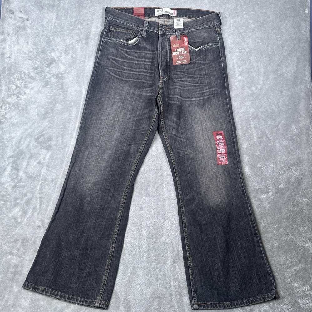 Levi’s 567 Loose Bootcut Jeans Black Wash 33x30 Baggy Vintage Y2K Deadstock